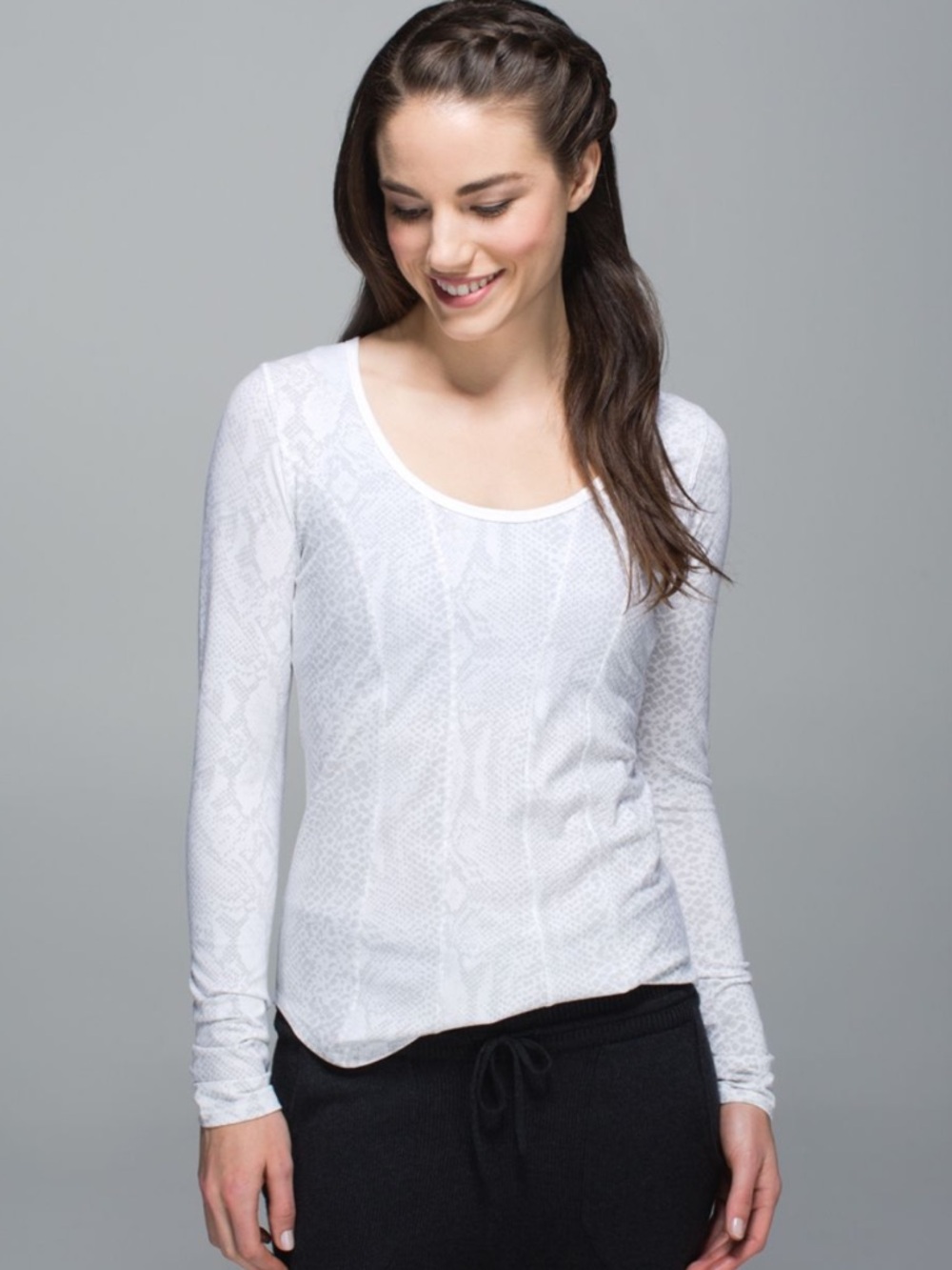 Lululemon Between the Lines Long Sleeve Scoop Neck Top in Snake Print Women sz M